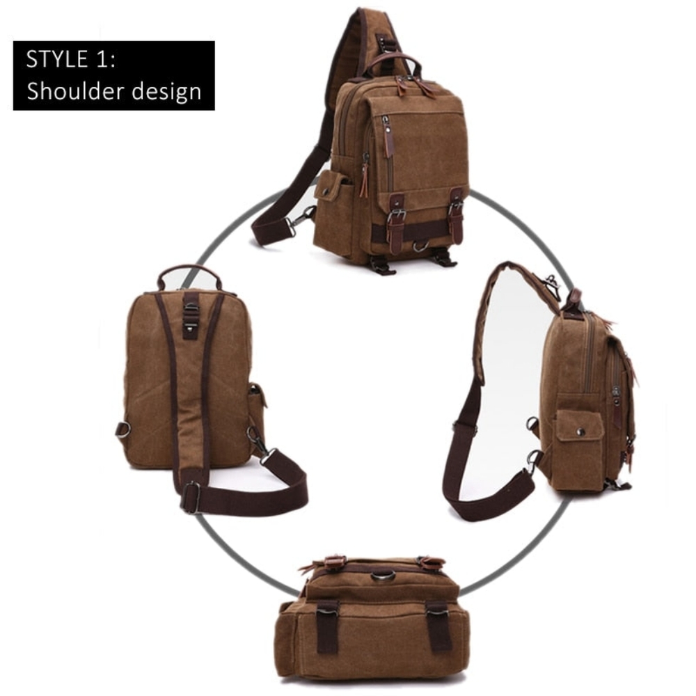 Brand New Mens Waxed Canvas Messenger Sling Bag